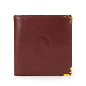 Cartier Cartier Bifold Wallet Must Line Calfskin Bordeaux Leather Short Wallet